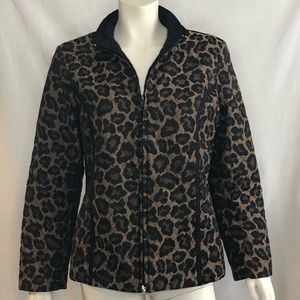 Leopard print woman’s quilted zip up jacket medium/large